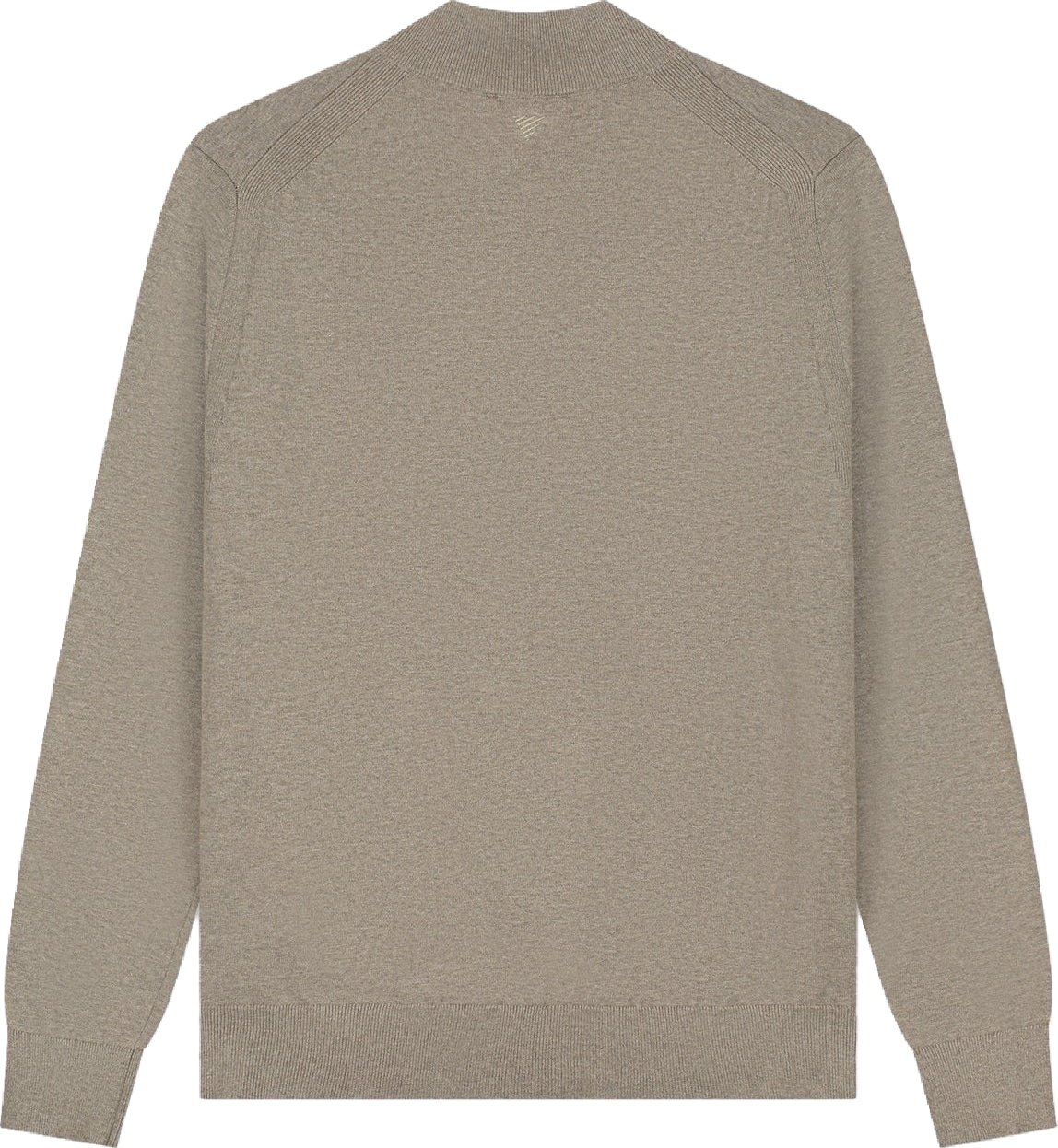 PURE PATH FLAT KNIT HIDDEN HALF-ZIP SWEATER TAUPE MELANGE 26030807