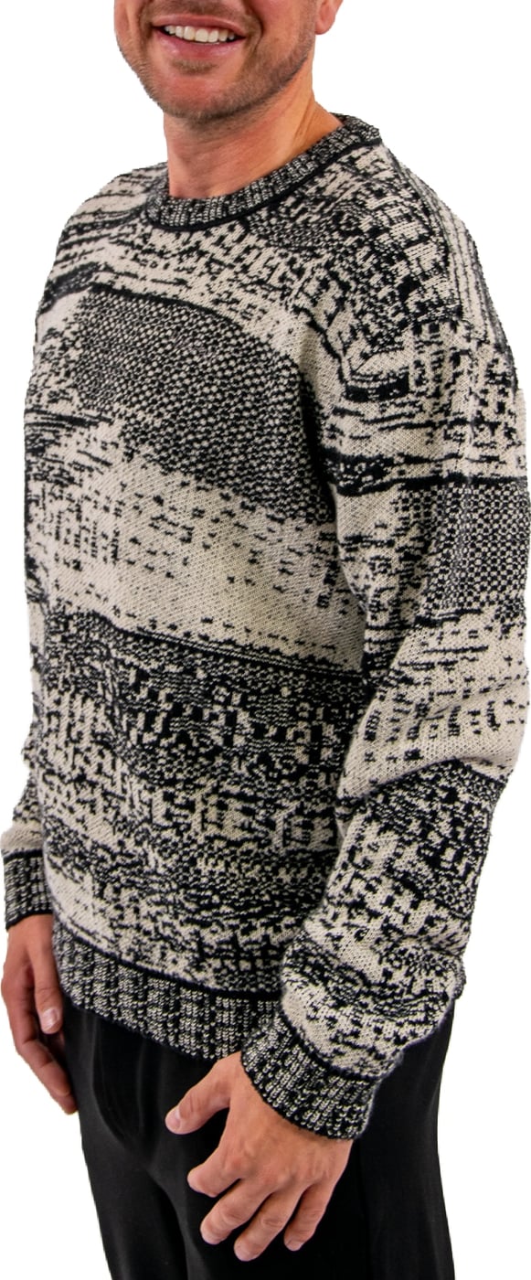 Pure Path Jacquard Geometric Knit Sweater