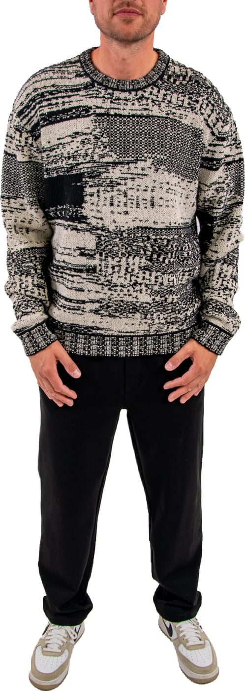 Pure Path Jacquard Geometric Knit Sweater