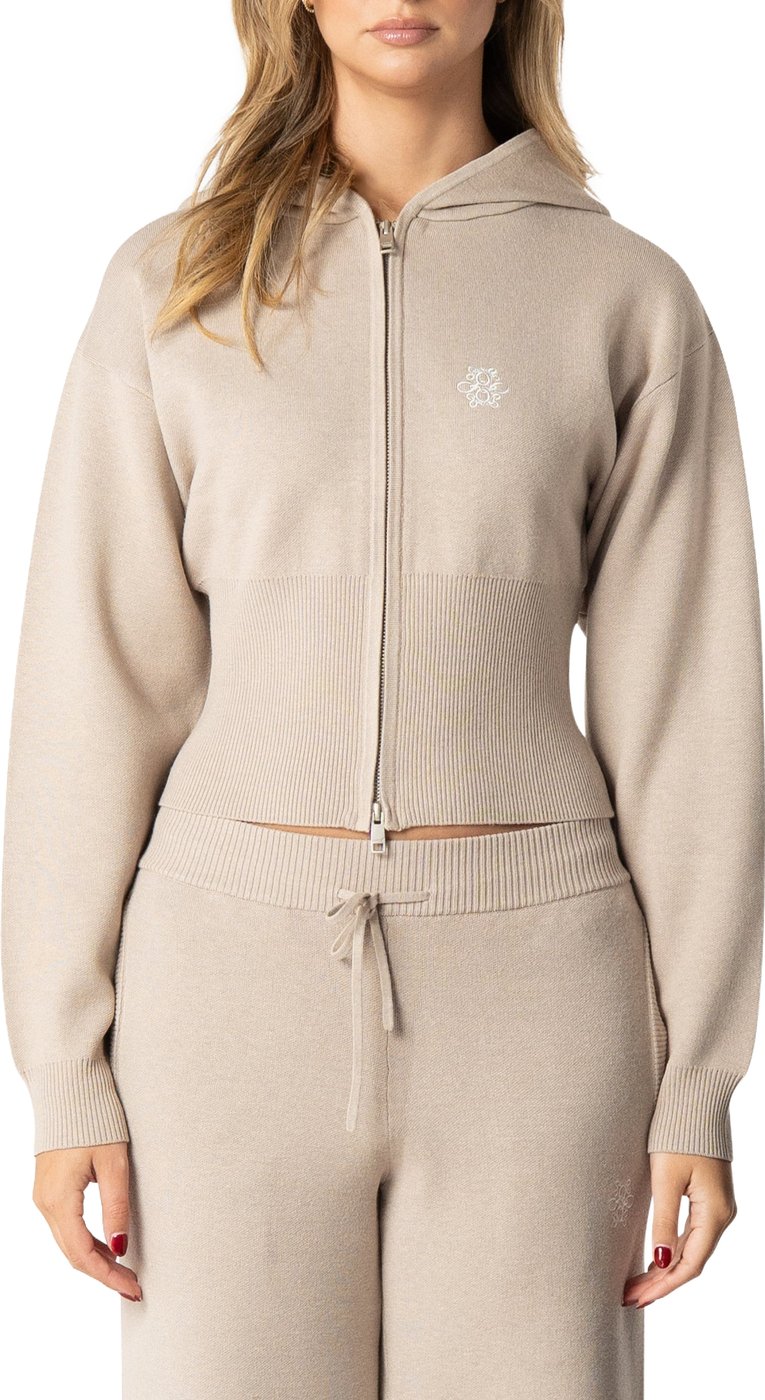 Chloe Zip Hoodie | Beige Melee
