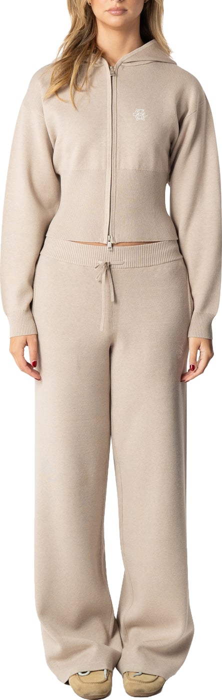 Chloe Zip Hoodie | Beige Melee