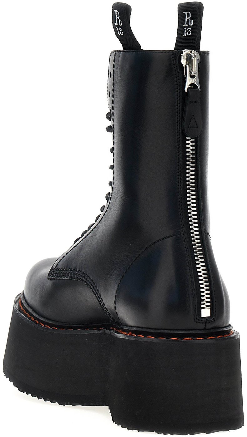 R13 Black Cowhide Lace-Up Boots