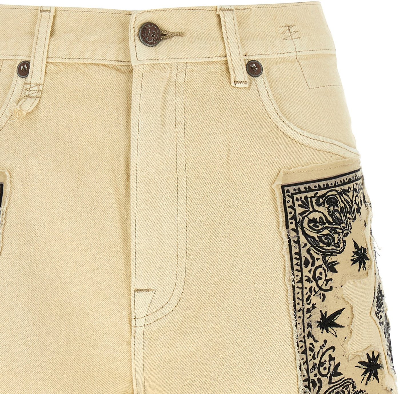 R13 Beige Cotton Bermuda Shorts