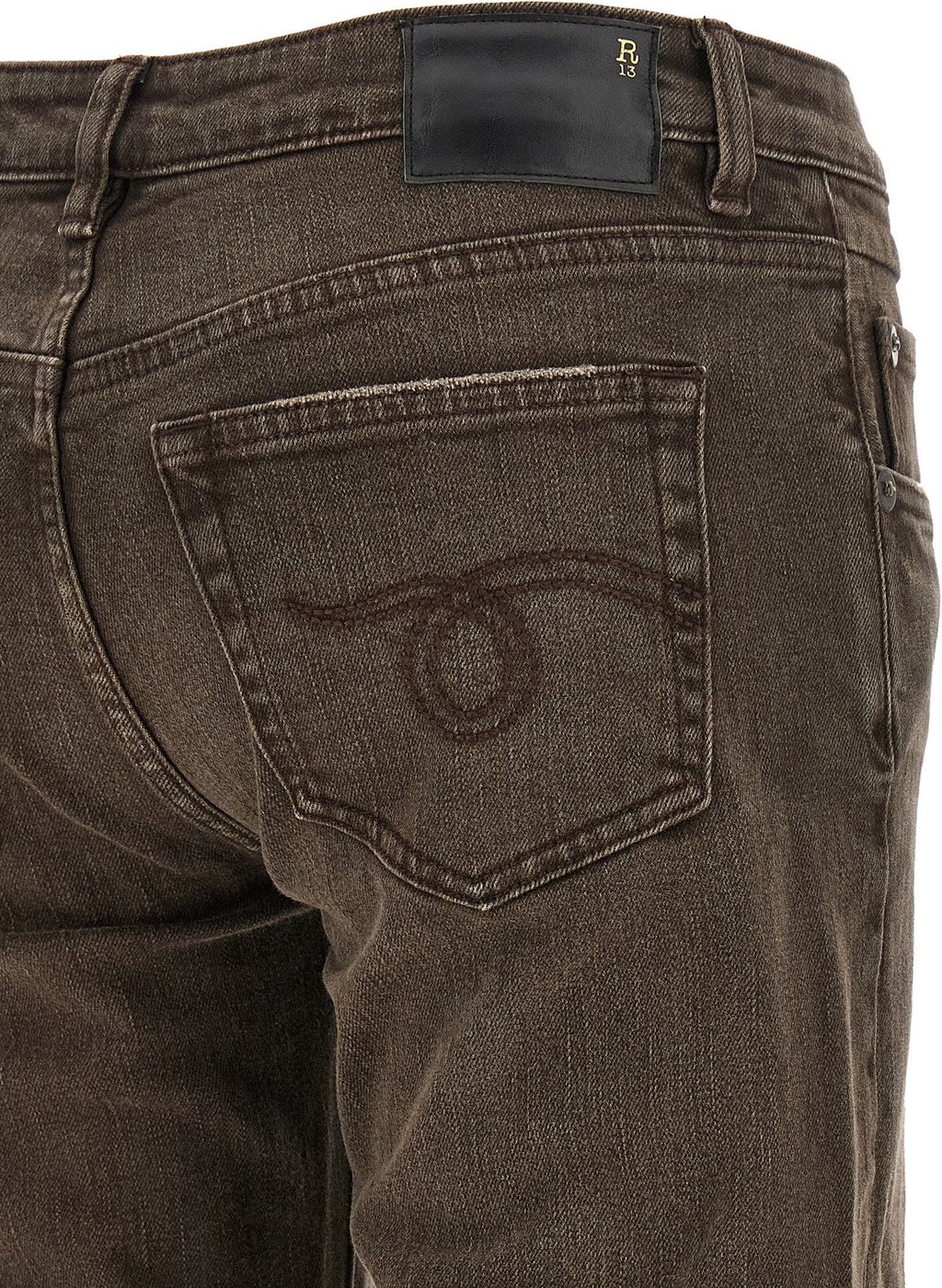 R13 Brown Cotton Flared Jeans