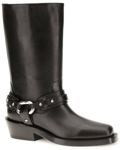 Rabanne Black Calf Leather Bos Taurus Flat Boots