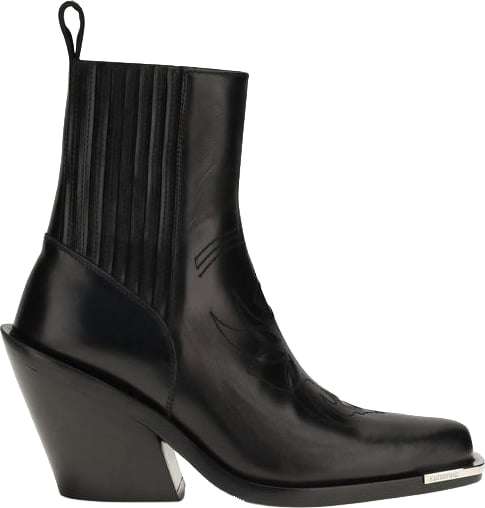 Rabanne Black Calf Leather Bos Taurus Ankle Boots