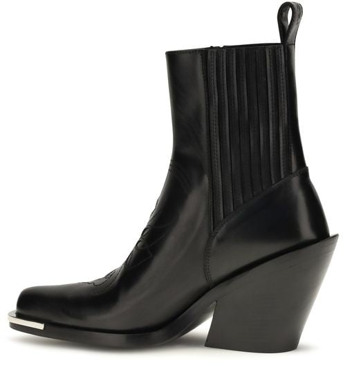 Rabanne Black Calf Leather Bos Taurus Ankle Boots