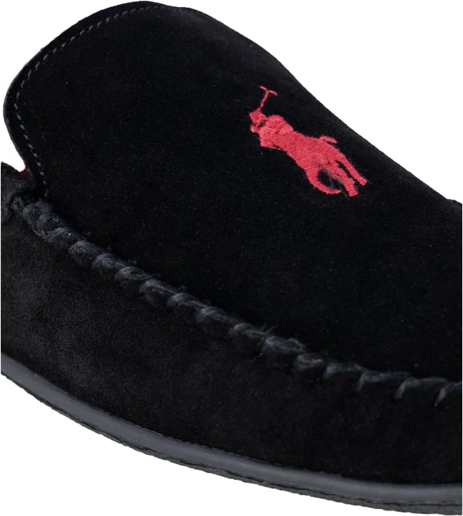 Ralph Lauren Black Faux Fur Slippers