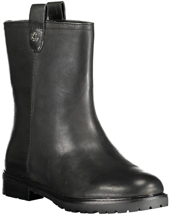 Ralph Lauren Black Leather Women Ankle Boot