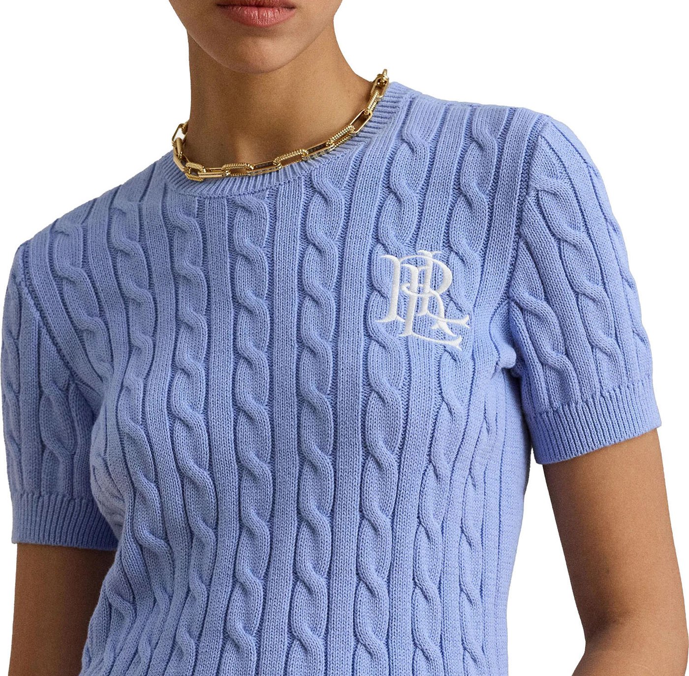 Light Blue Eyelah Linen Pullover Knit Top