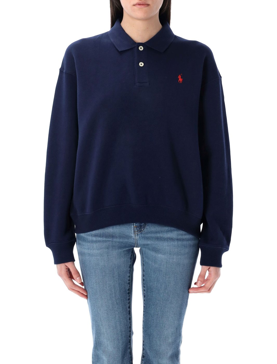 Polo Collar Cotton Sweatshirt