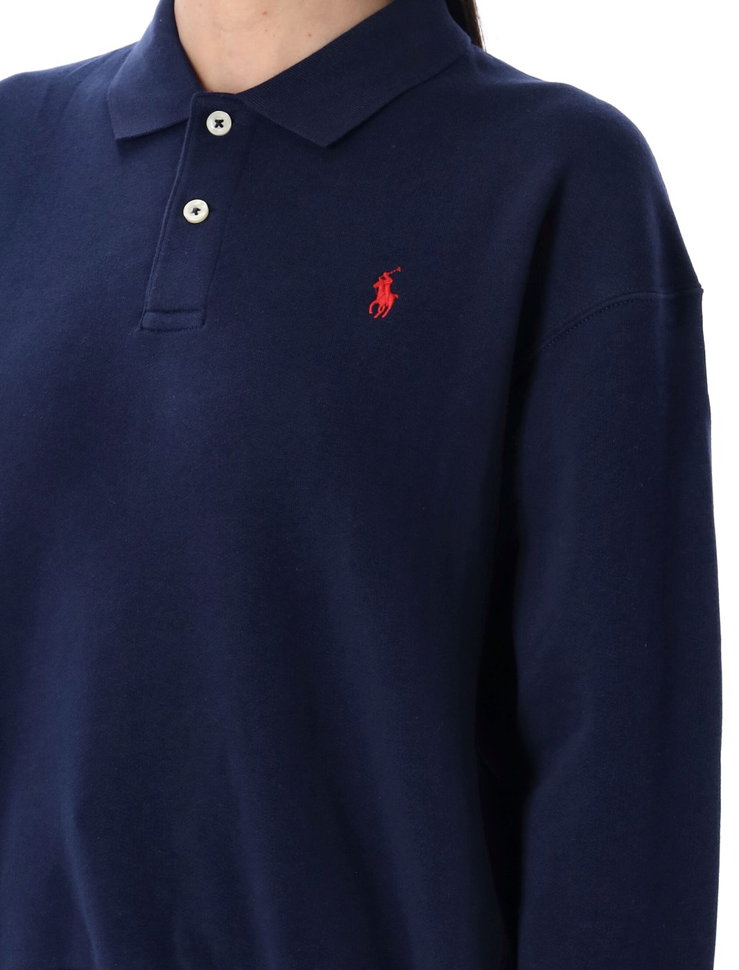 Polo Collar Cotton Sweatshirt