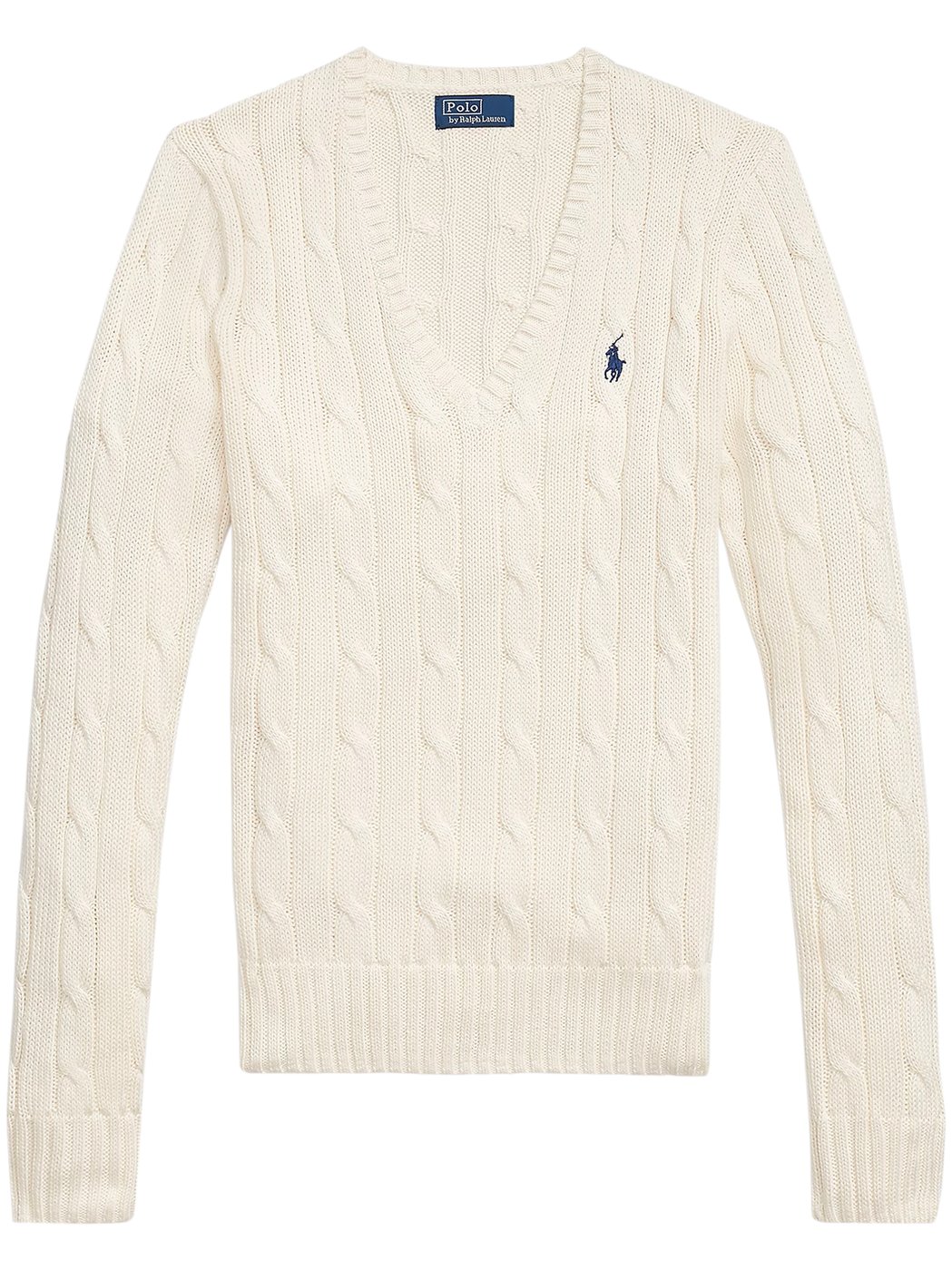 Classic Cable Knit V-Neck Pima Cotton Sweater