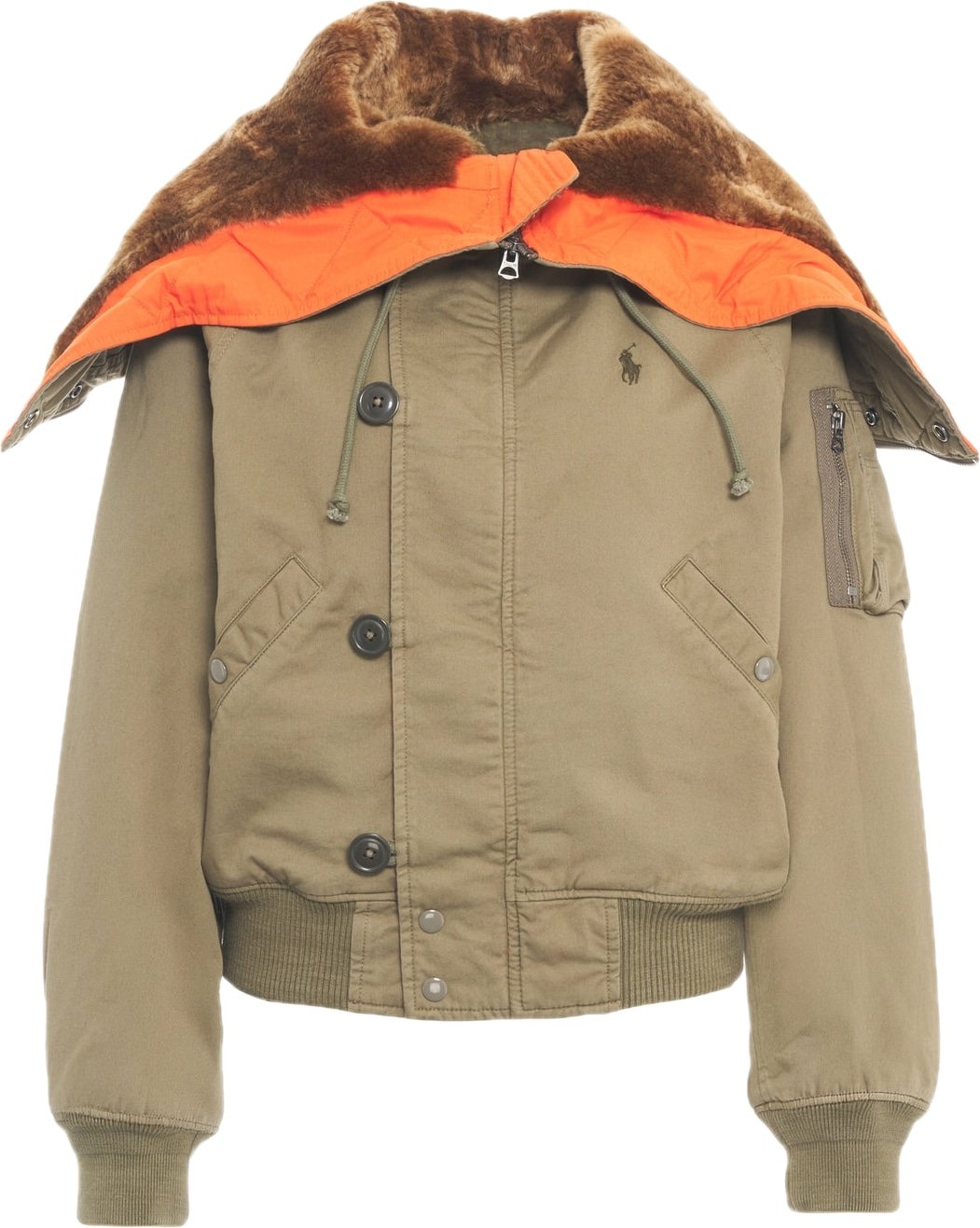 Bomber jacket with fur hood