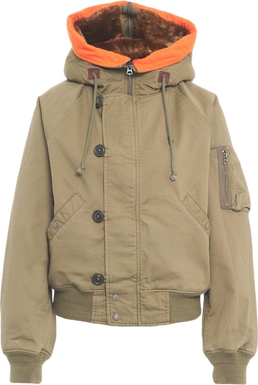 Bomber jacket with fur hood