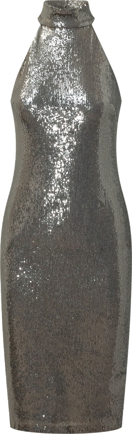 Abito Midi a Collo Alto con Paillettes