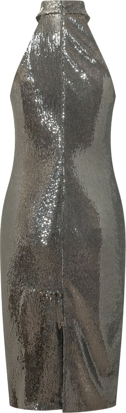 Abito Midi a Collo Alto con Paillettes