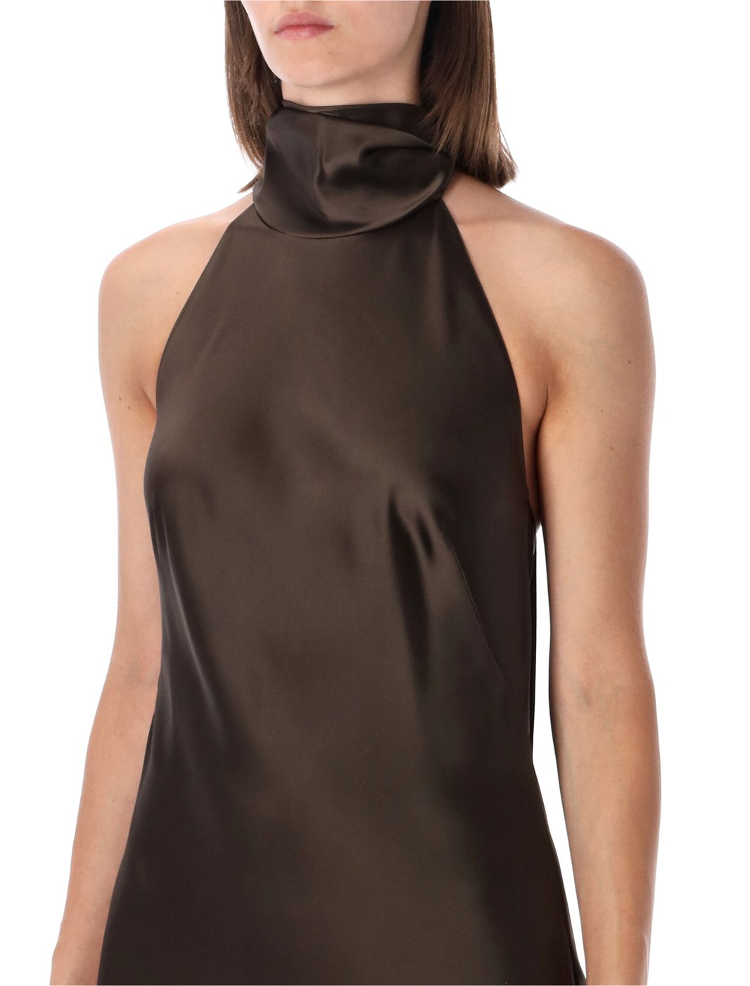 Chilton Satin Maxi Dress With Halterneck And Scarf-Tie Detail
