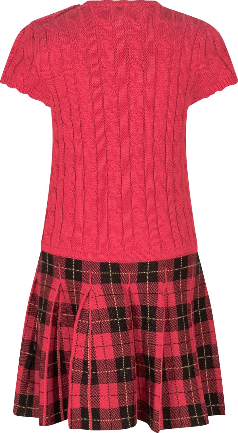 Abito con Top in Maglia e Gonna Tartan