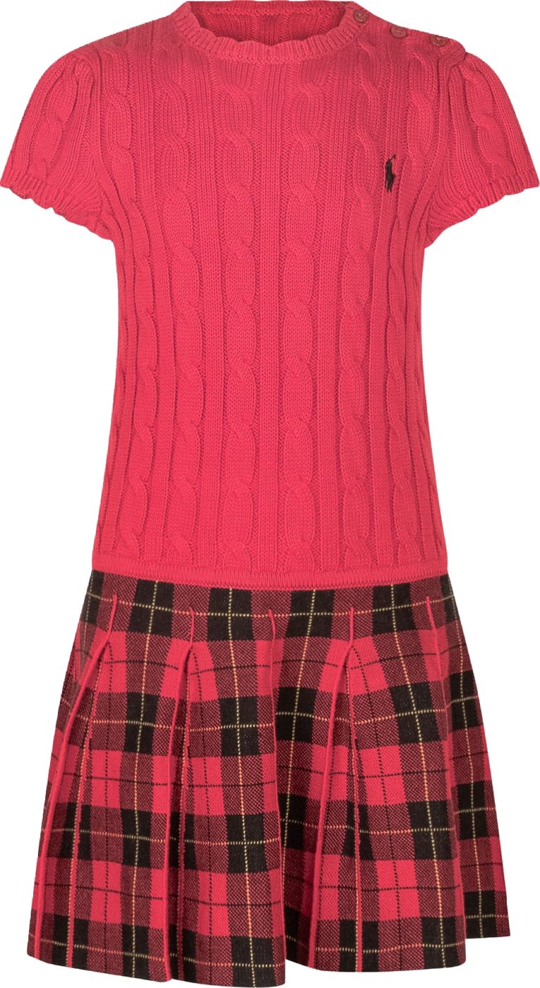 Abito con Top in Maglia e Gonna Tartan