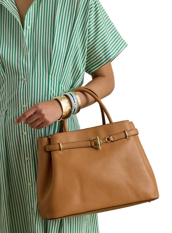 Brown Smooth Leather Satchel Bag