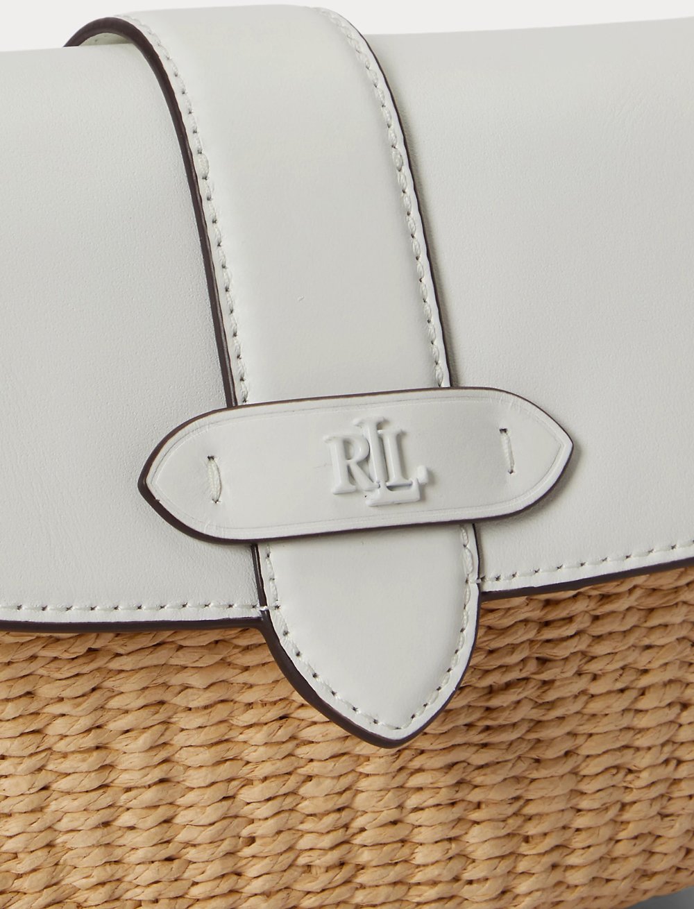 Woven Straw Shoulder Bag with Smooth Leather Flap