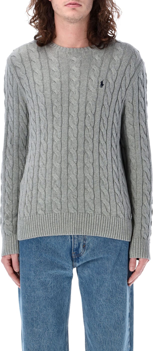 Cable Knit Ribbed Embroidered Sweatshirt