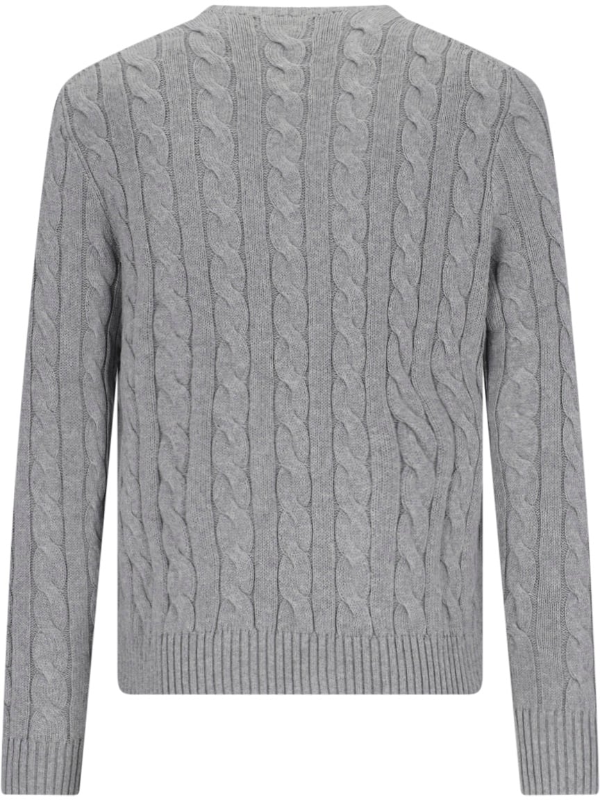 Cable Knit Ribbed Embroidered Sweatshirt