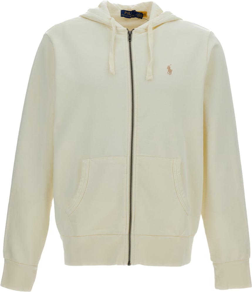 Embroidered Cotton Zip Hoodie with Drawstring Closure