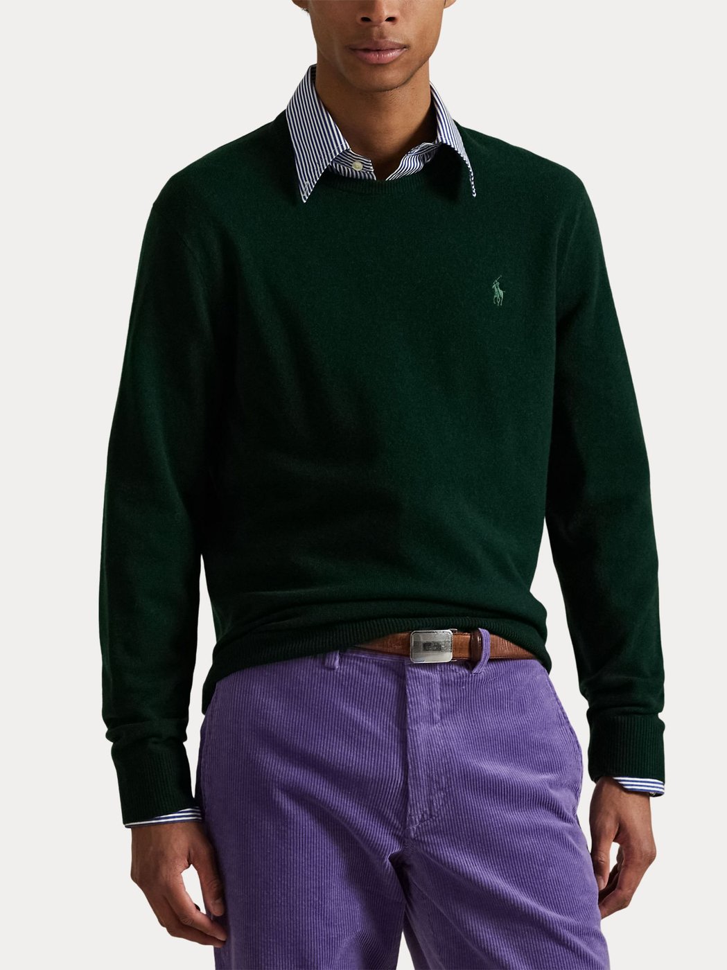 Classic Crew Neck Sweater With Embroidered Logo Detail