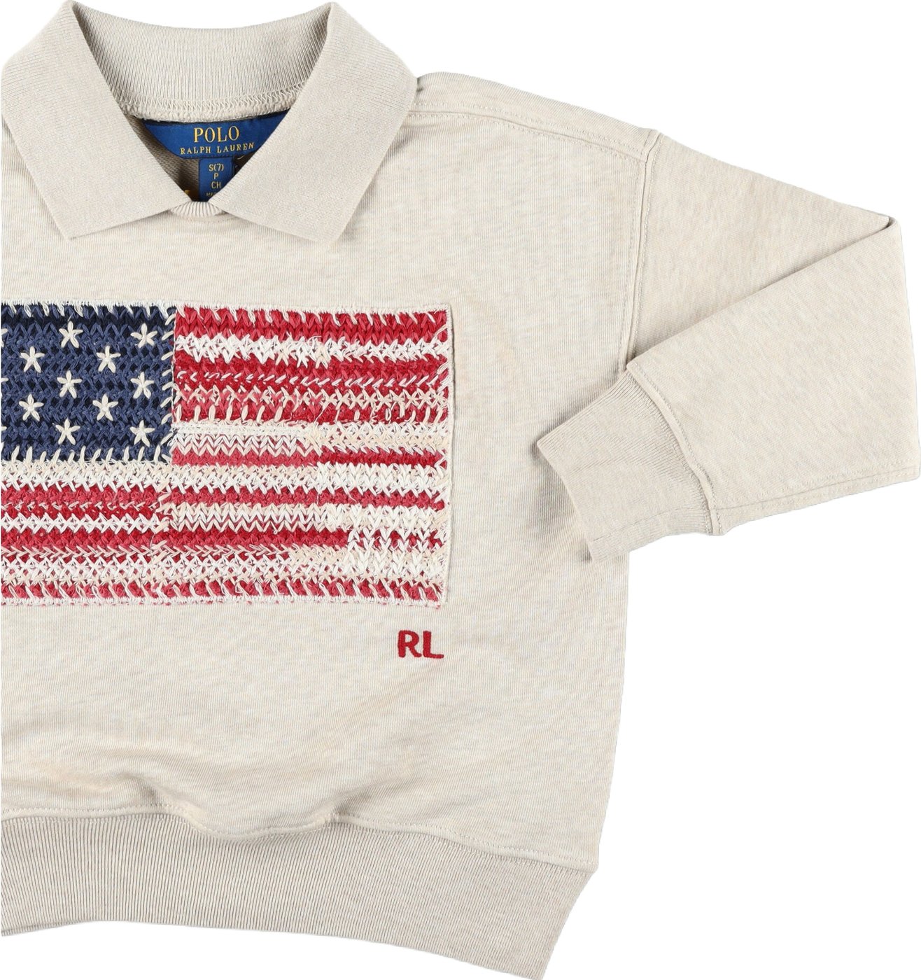 Polo Fleece Crop Flag Beige