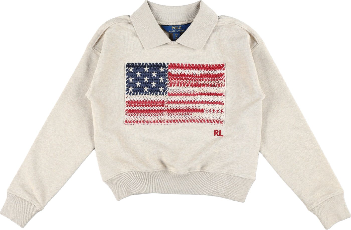 Polo Fleece Crop Flag Beige
