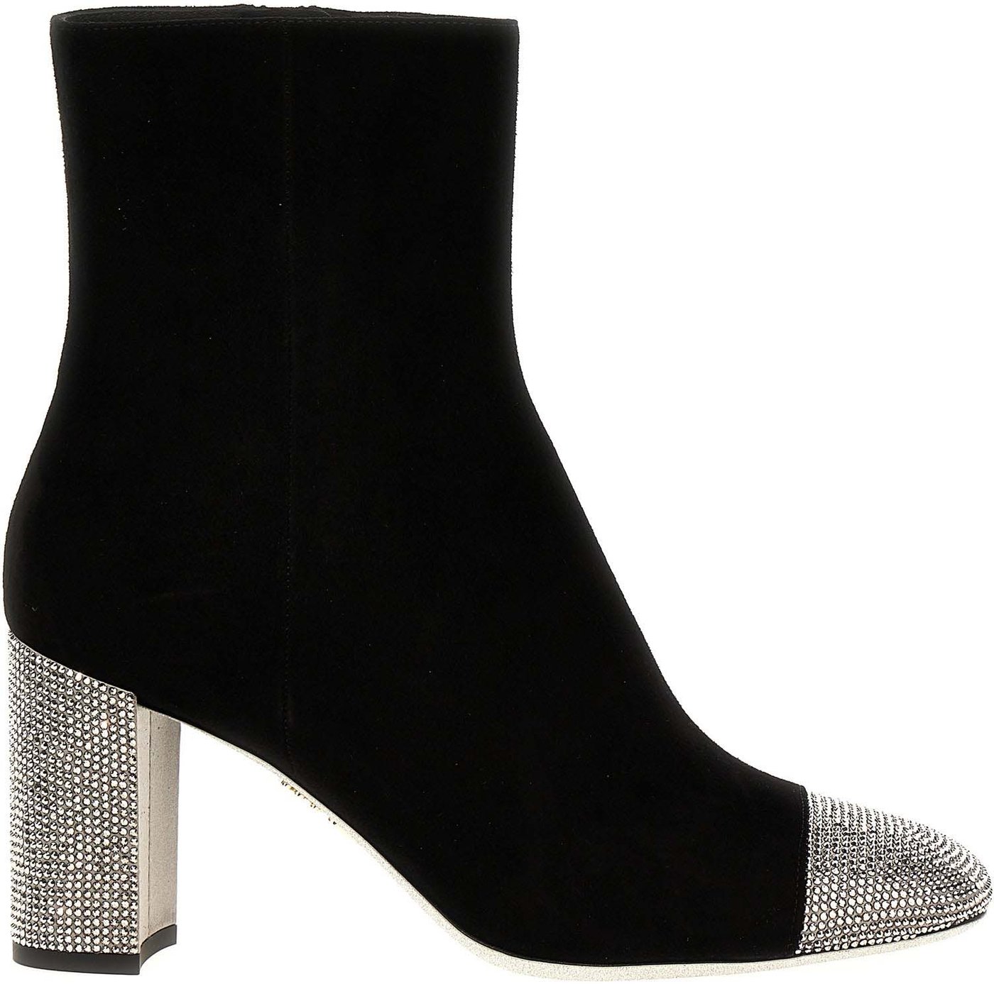 RENE CAOVILLA Black Leather Ankle Boots