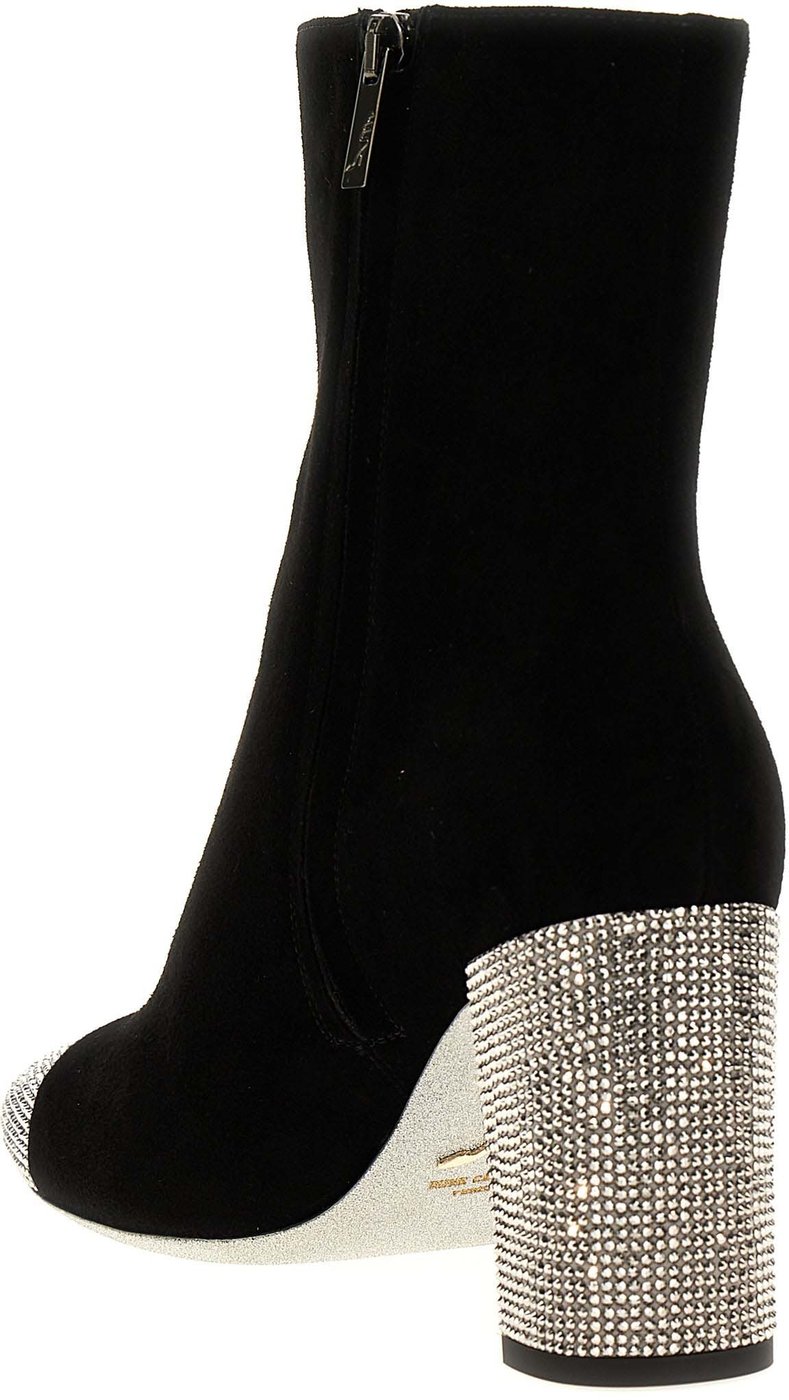 RENE CAOVILLA Black Leather Ankle Boots