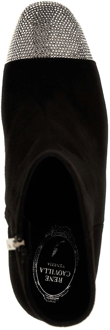 RENE CAOVILLA Black Leather Ankle Boots