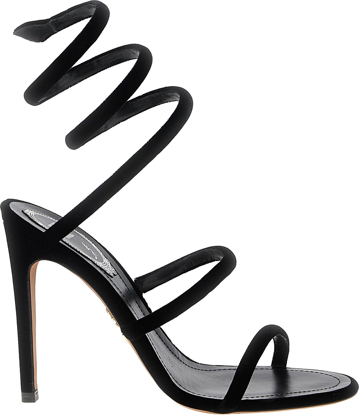 RENE CAOVILLA Black Textile Stiletto Heel Sandals