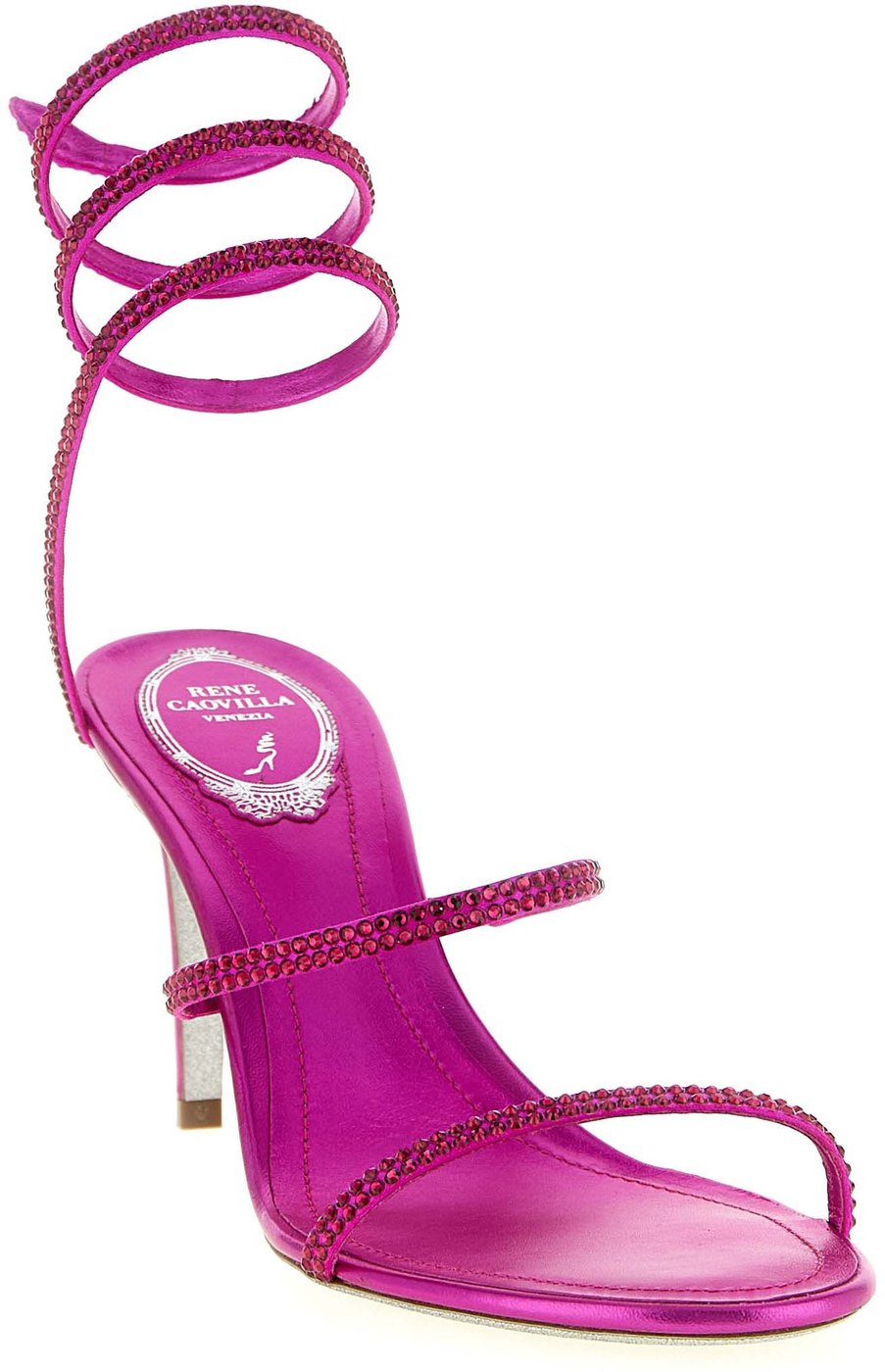 RENE CAOVILLA Fuchsia Viscose Stiletto Heel Sandals