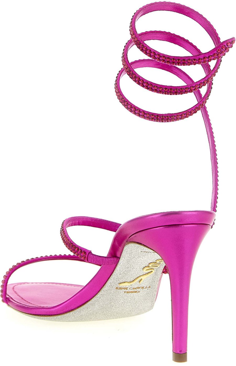 RENE CAOVILLA Fuchsia Viscose Stiletto Heel Sandals