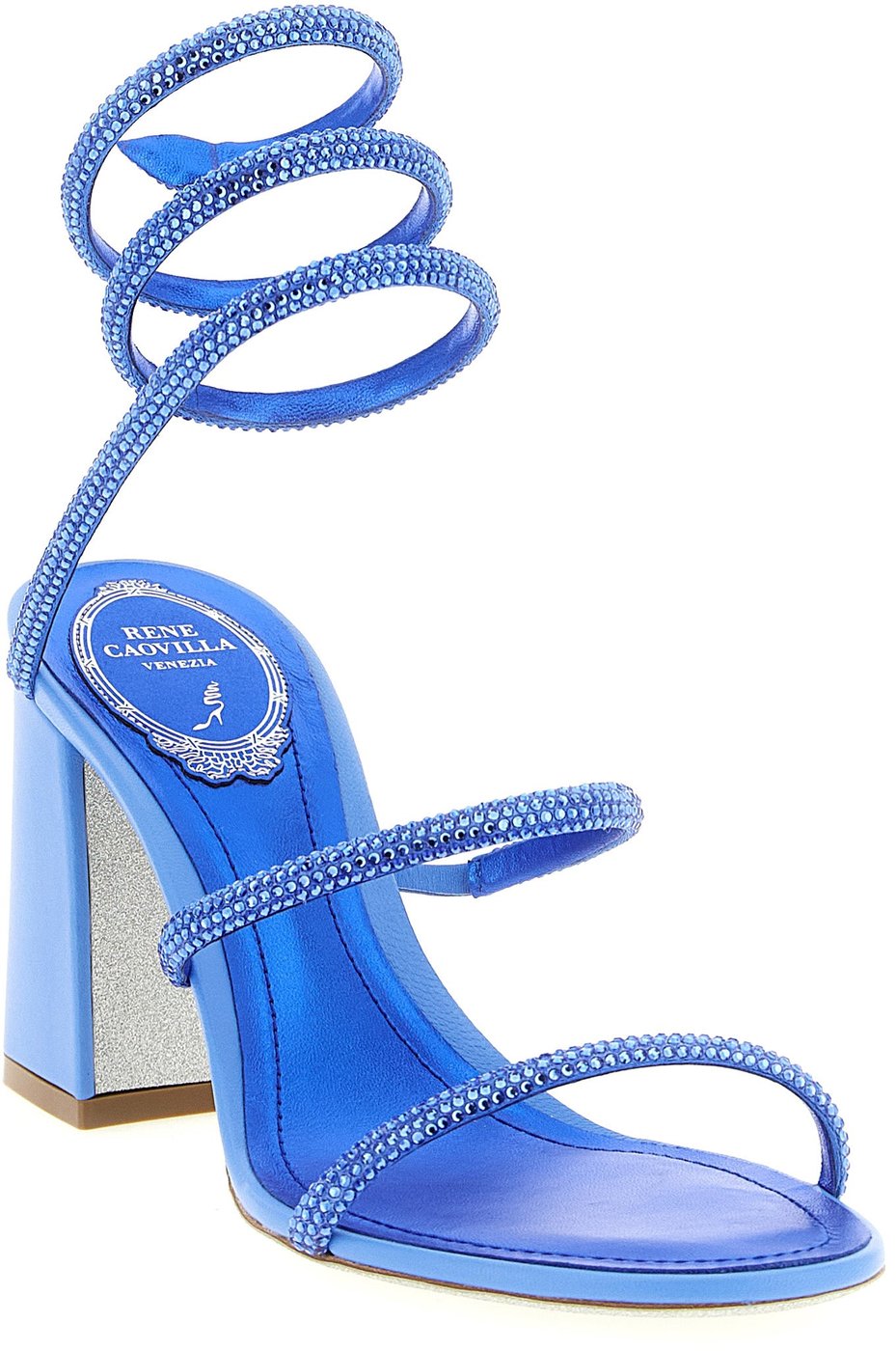RENE CAOVILLA Blue Viscose Stiletto Heel Sandals