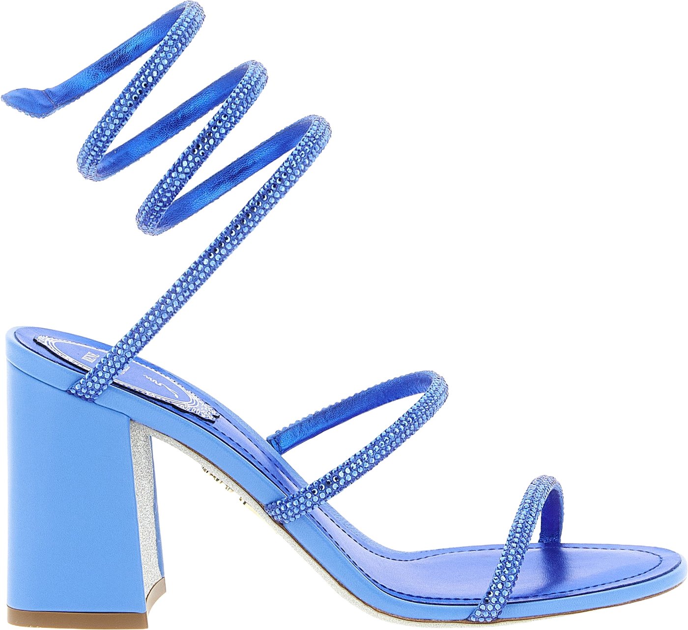 RENE CAOVILLA Blue Viscose Stiletto Heel Sandals