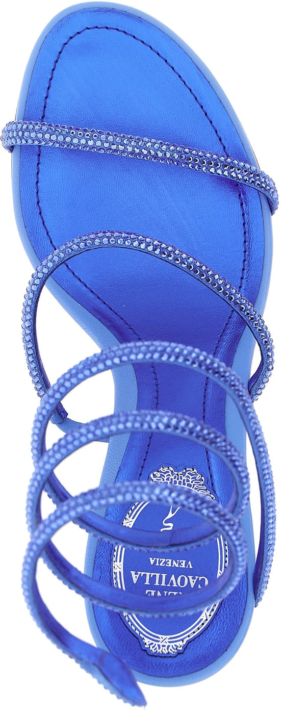 RENE CAOVILLA Blue Viscose Stiletto Heel Sandals