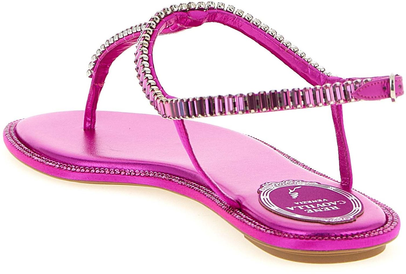 RENE CAOVILLA Fuchsia Viscose Flat Sandals