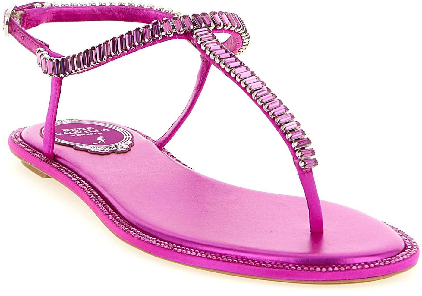 RENE CAOVILLA Fuchsia Viscose Flat Sandals