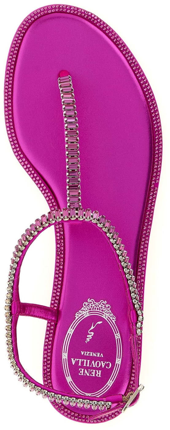RENE CAOVILLA Fuchsia Viscose Flat Sandals