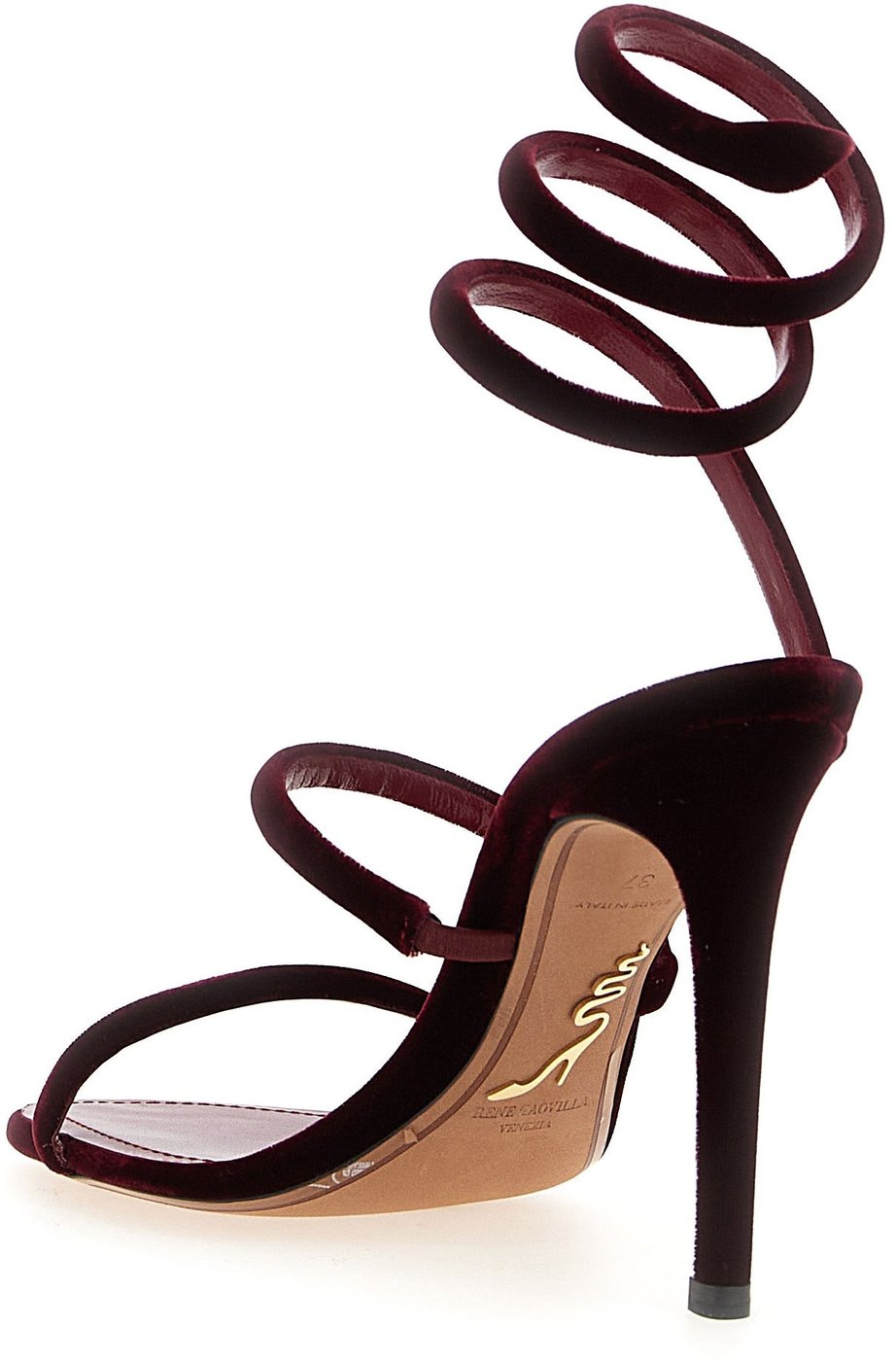 RENE CAOVILLA Bordeaux Textile Stiletto Heel Sandals
