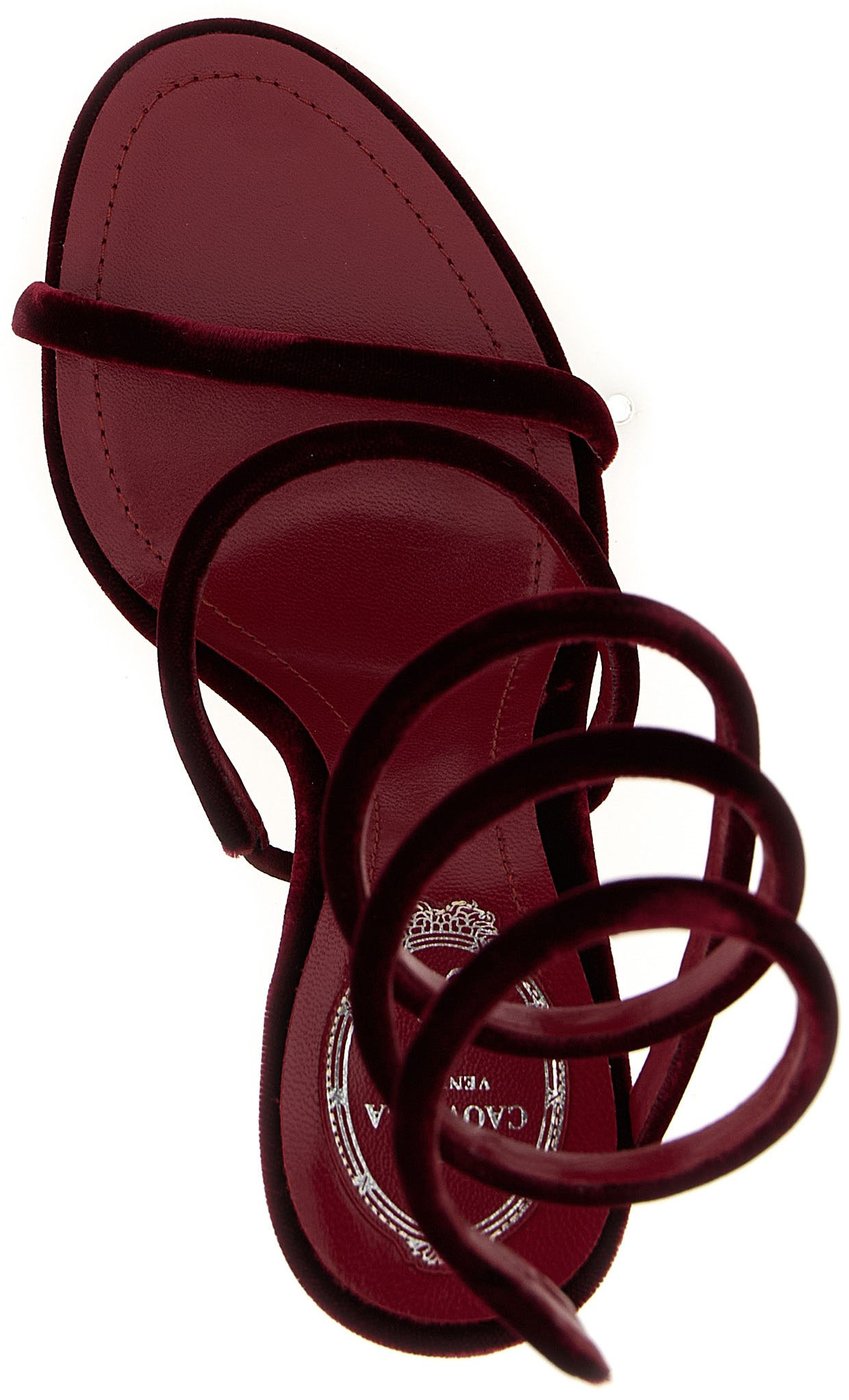 RENE CAOVILLA Bordeaux Textile Stiletto Heel Sandals