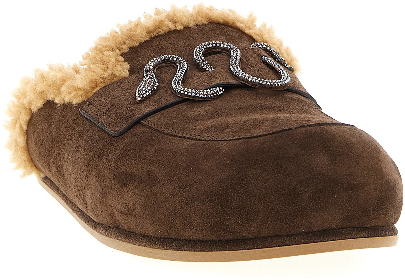 RENE CAOVILLA Brown Calfskin Slides