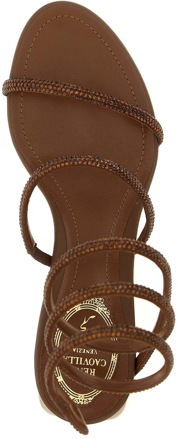 RENE CAOVILLA Brown Viscose Strap-On Sandals