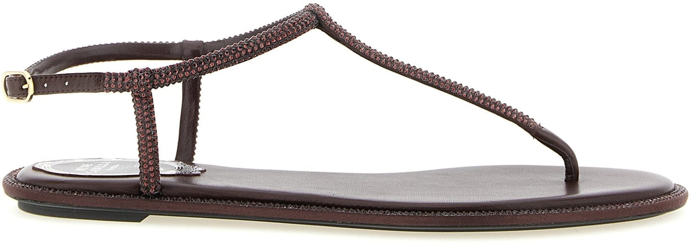 RENE CAOVILLA Brown Viscose Flat Sandals