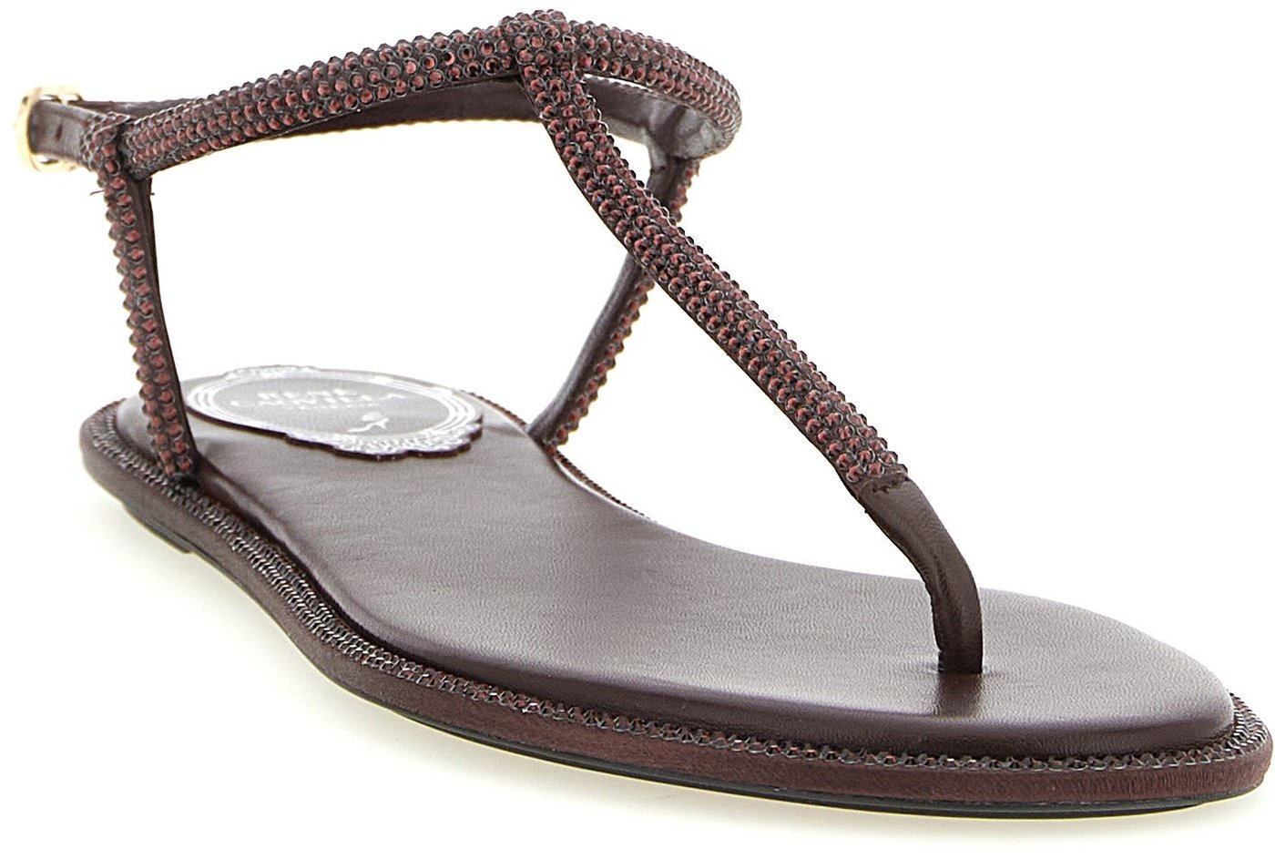 RENE CAOVILLA Brown Viscose Flat Sandals